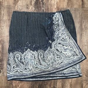 Emanuel Woman Blue White Bandana Style Wrap Skirt, Size 22, 100% Cotton Light